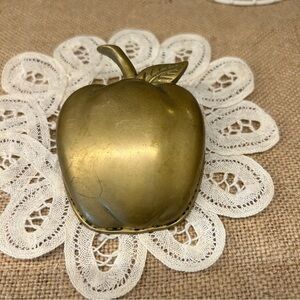 Vintage MCM Solid Brass Apple Paper Clip Letter Holder Memo Stand Teacher Gift